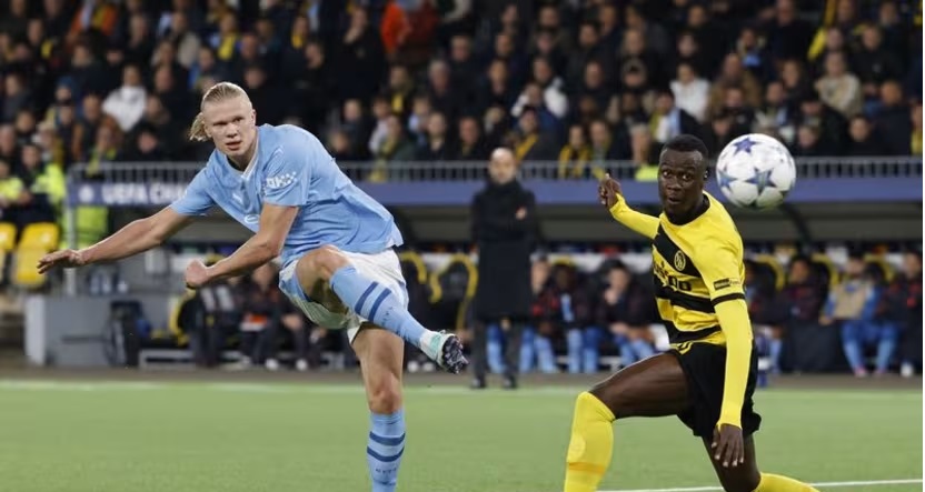 Haaland Scores Twice as Manchester City Beats Young Boys 3-1