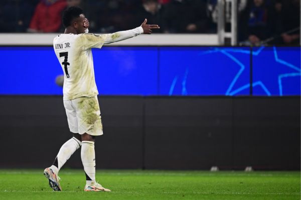 Vinícius Junior celebrates scoring the second Real Madrid goal