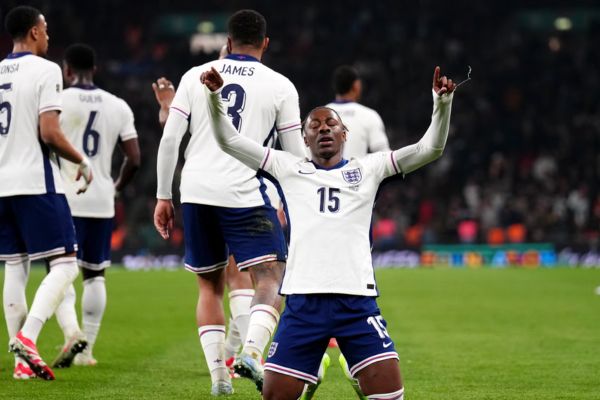 England Eberechi Eze celebrates third goal of the game