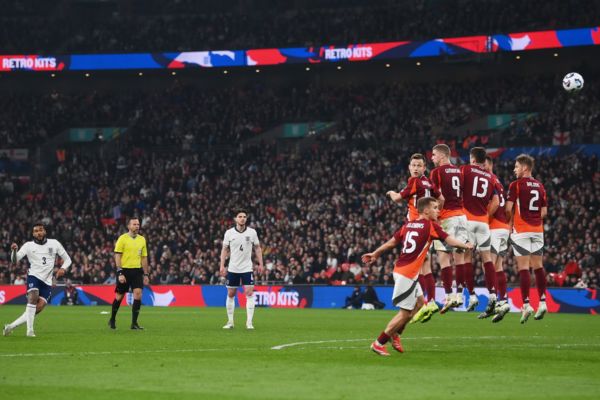 Reece James of England scores their first goal